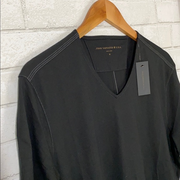 John Varvatos Short Sleeve V Neck T-Shirt Black - Picture 7 of 12
